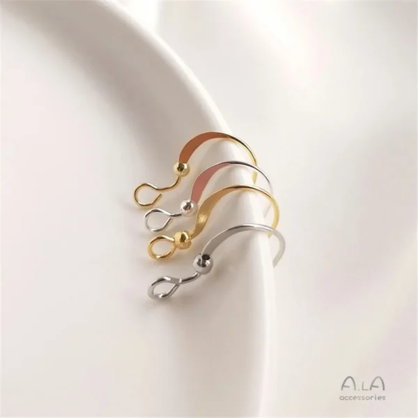 14K light gold 18K true gold allergy flat earring hook DIY earring hook Handmade accessory material - Image 4