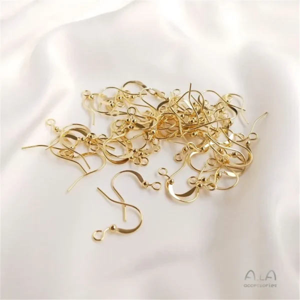 14K light gold 18K true gold allergy flat earring hook DIY earring hook Handmade accessory material - Image 5