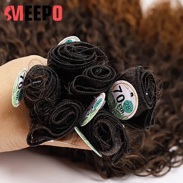 Meepo Water Wave Curly Hair Pieces Synthetic Hair Bundles Ombre Brown 32Inch80cm Soft Super Long Hair Extensions For Girls - Image 5