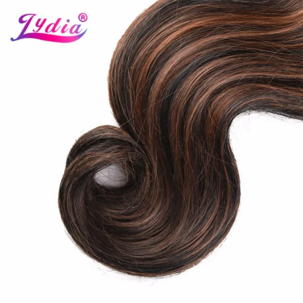 Lydia Body Wave Hair Extension Yaki Body 16"-26" Weft Hair Ombre Color 1 Bundle Synthetic Hair Weave For Women Hair Bundles - Image 4