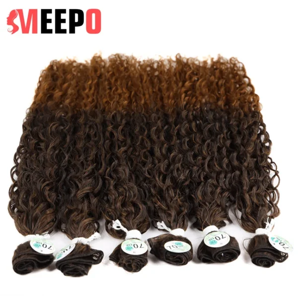 Meepo Water Wave Curly Hair Pieces Synthetic Hair Bundles Ombre Brown 32Inch80cm Soft Super Long Hair Extensions For Girls - Image 4