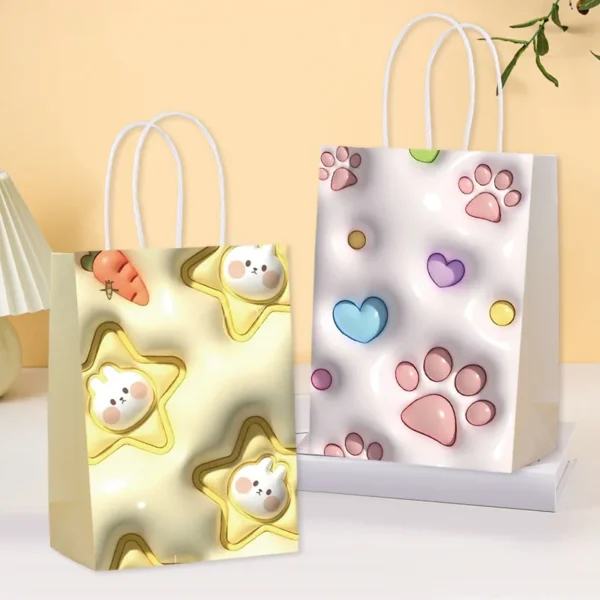 Kraft Paper Bag Versatile Handheld Gift Bag 3d Heart Shaped Gift Bag Sophisticated For Clothing Packaging Birthday Party Gift - Image 4