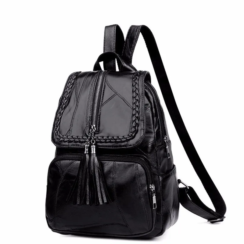 New Fashion Leisure Women's Simple Backpack Travel Soft Pu Leather Handbag Shoulder Bags for Women Girls School Bag - Image 2