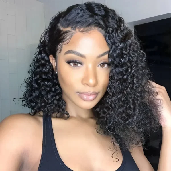 Short Kinky Curly Brazilian Hair Bundles With Closure 100% Unprocessed Hair Weft Extension Humain Hair Natural Color Virgin Hair - Image 2