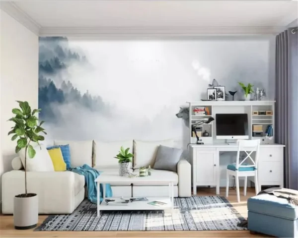 Custom Wall Wallpaper Nature Fog Ink Forest Snow scene wolf Bar Cafe KTV Background wall art wallpapers home decor - Image 4