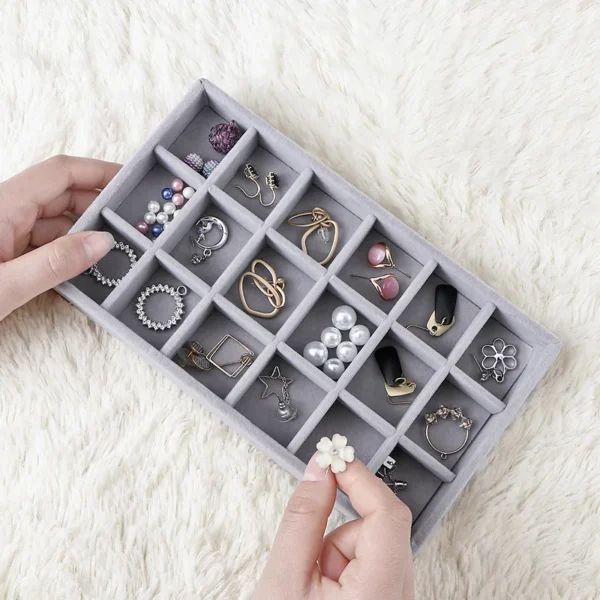 Soft Velvet Stackable Jewelry Tray Case Ring Earrings Necklace Display Holder Storage Box Portable Jewellery Organizer Dropship - Image 4