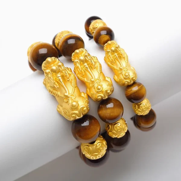Pure copper Pixiu Feng Shui Gift Natural tiger eye stone Bracelet for man and women good Lucky Amulet Jewellery - Image 2