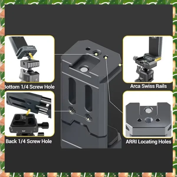 JAJA LEAPLIGHT Phone Holder Tripod Mount With Cold Shoe & Arca Swiss Quick Release Plate Clamp Universal Clamp For Iphone 16