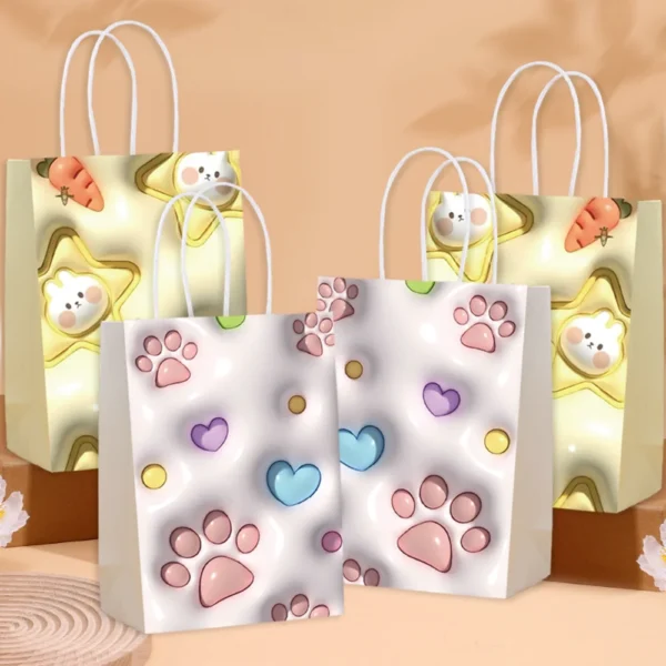 Kraft Paper Bag Versatile Handheld Gift Bag 3d Heart Shaped Gift Bag Sophisticated For Clothing Packaging Birthday Party Gift - Image 3