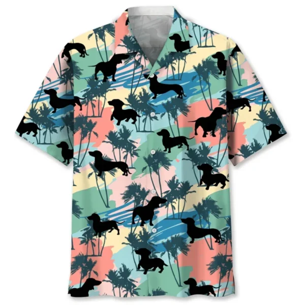 Cartoon Dachshund Dog 3d Printed Shirt For Men Animal Pets Graphics Short Sleeves Hawaiian Shirts Tops Loose Lapel Blouse - Image 5