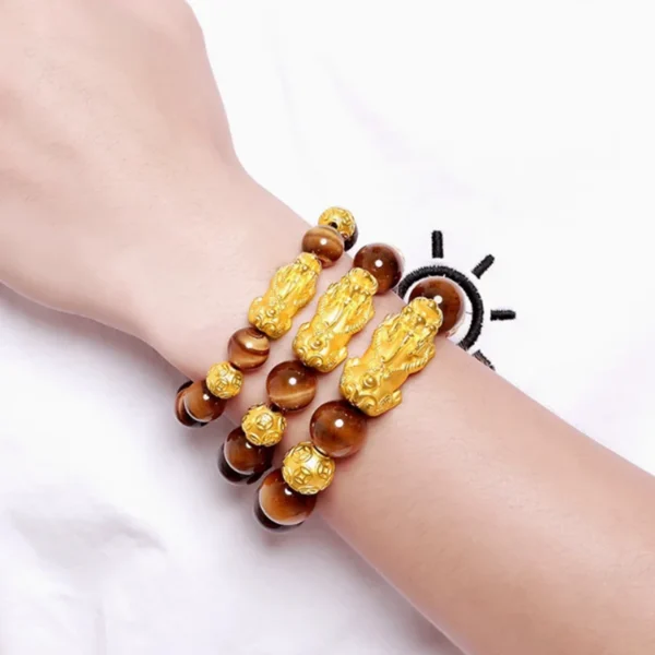 Pure copper Pixiu Feng Shui Gift Natural tiger eye stone Bracelet for man and women good Lucky Amulet Jewellery - Image 3