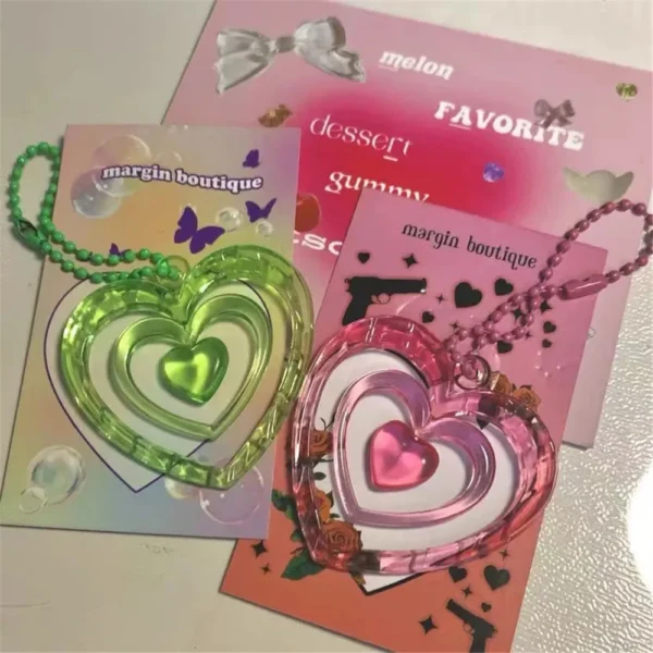 Yk2 Decoration Diy Love Heart Pendant Charm Keychain Mobile Phone Pendant Goo Card Chasing Star Idol Keychain Jewellery 2023 - Image 2