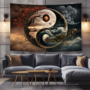 Yin Yang Harmony Tapestry - Perfect for Home Décor, Adding a Touch of Balance and Spiritual Beauty to Your Living Space
