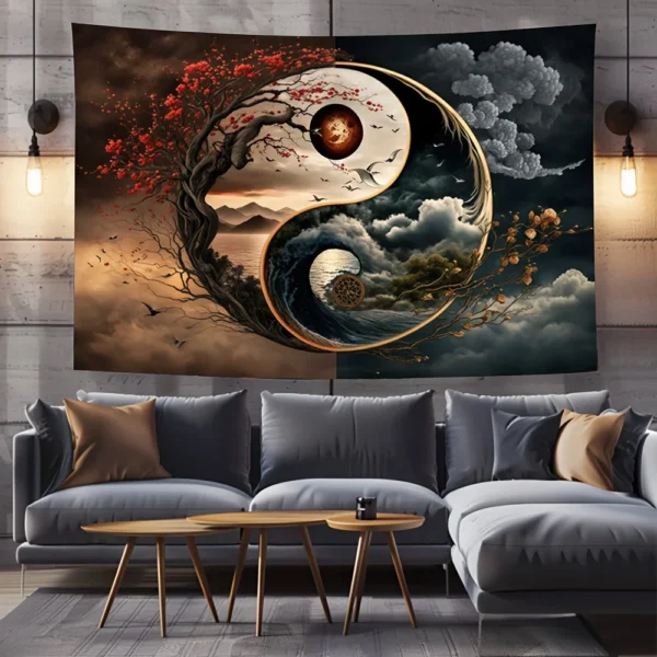 Yin Yang Harmony Tapestry - Perfect for Home Décor, Adding a Touch of Balance and Spiritual Beauty to Your Living Space