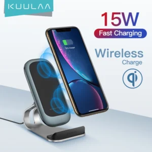 KUULAA 15W Qi Wireless Fast Charger for iPhone 13 12 X XR Samsung S9 Xiaomi Fast Wireless Charging Desktop Phone Holder Charger