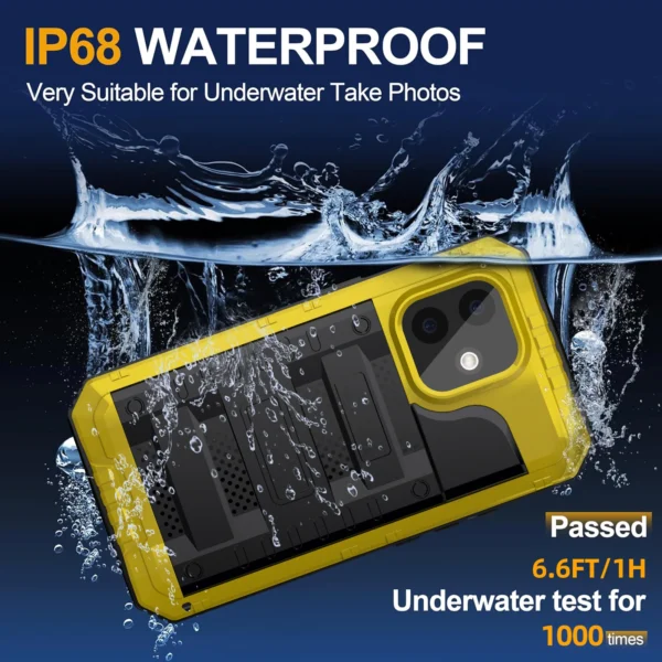 Case For iPhone 7 8 16 15 14 Plus 13 12 11 Pro XS Max XR IP68 Certified Waterproof Metal Protect Cover Heavy Duty Aluminum Funda