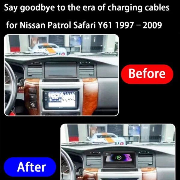 for Nissan Patrol Safari Y61 1997–2009 Center Console Storage Wireless Mobile Phone Charger QI 18W iPhone Magsafe Fast Charging - Image 3