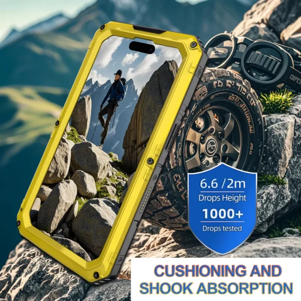 Case For iPhone 7 8 16 15 14 Plus 13 12 11 Pro XS Max XR IP68 Certified Waterproof Metal Protect Cover Heavy Duty Aluminum Funda - Image 4