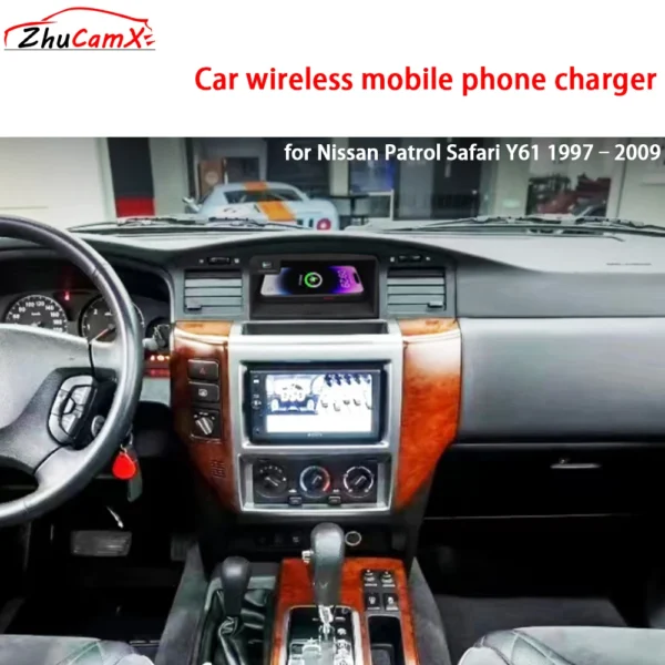 for Nissan Patrol Safari Y61 1997–2009 Center Console Storage Wireless Mobile Phone Charger QI 18W iPhone Magsafe Fast Charging