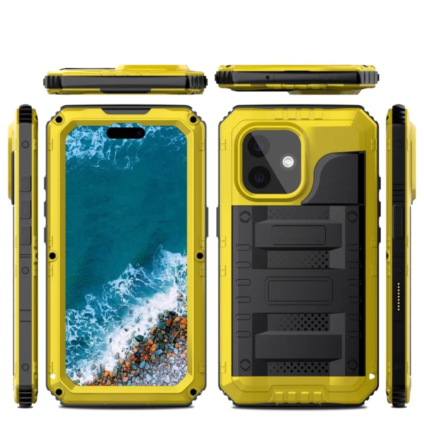 Case For iPhone 7 8 16 15 14 Plus 13 12 11 Pro XS Max XR IP68 Certified Waterproof Metal Protect Cover Heavy Duty Aluminum Funda - Image 2