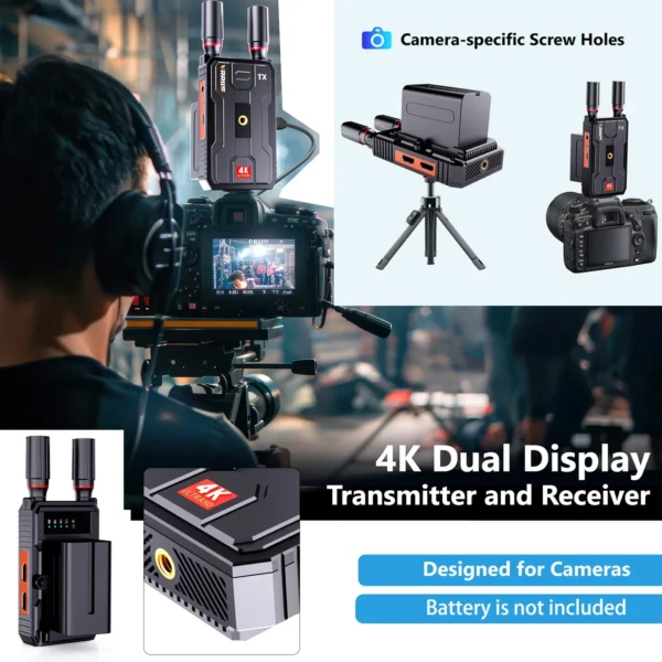 5G 4K Wireless HDMI Video Transmitter and Receiver Extender Kit 400m Los Range for DSLR Camera Laptop PC To TV Projector Monitor - Image 3