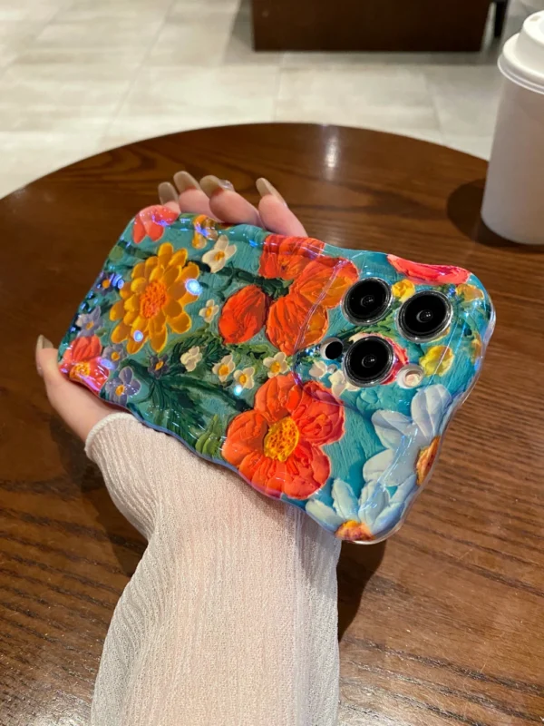 Luxury Green Laser Flowers Phone Case For iPhone 14 Plus 11 12 13 15 Pro Max 16 SE4 Lens Protection Shockproof Bumper Soft Cover - Image 5