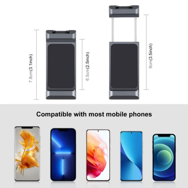 PULUZ Cold Shoes Aluminum Alloy Phone Clamp Holder Bracket with 1/4 Screw Hole for iPhone / Samsung / Huawei 6.5cm to 9cm Phones - Image 3