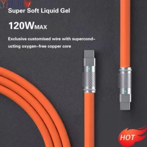 120W 6A 2M Super Fast Charge PD Type C Liquid Silicone Cable Charge USB Cable USB C to C Charger Cable For iPhone Samsung Xiaomi
