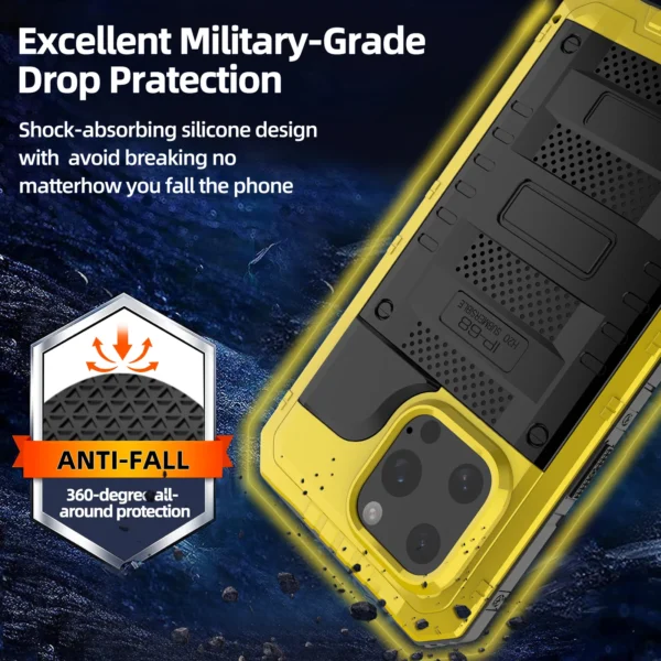 Case For iPhone 7 8 16 15 14 Plus 13 12 11 Pro XS Max XR IP68 Certified Waterproof Metal Protect Cover Heavy Duty Aluminum Funda - Image 3