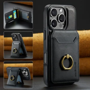 Detachable Card Bag Case For iPhone 17 Pro Max 16 Plus 15 14 13 12 Magsafe Leather 4 Cards Wireless Charging Magnetic Back Cover