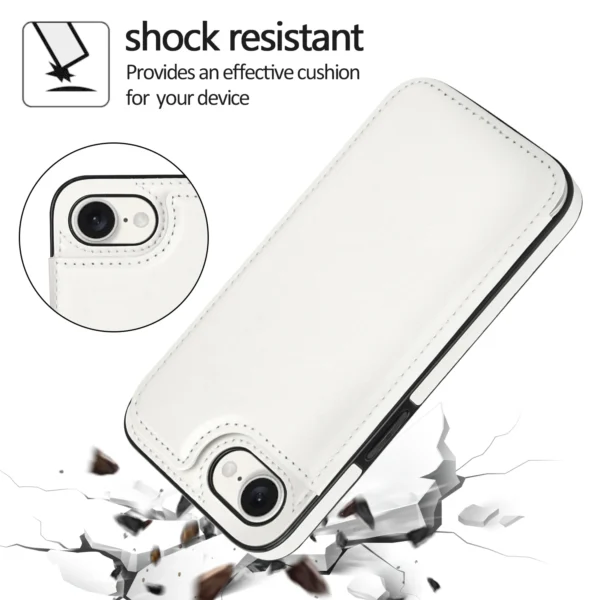 Shockproof Leather Card Holder Wallet Phone Case For iPhone 16e 16 Pro Max 15 Plus 14 13 12 11, Magnetic Clasps Kickstand Cover - Image 3