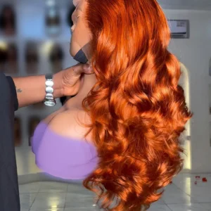 Orange Ginger HD 13x6 Lace Front Wigs Human Hair Body Wave #350 Colored Water Wave Brazilian Transparent Lace Frontal Wig 200%