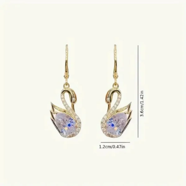 1 pair of luxurious and elegant Golden Swan earrings, dazzling, synthetic crystal, suitable for daily wear, parties and gifts - Image 6