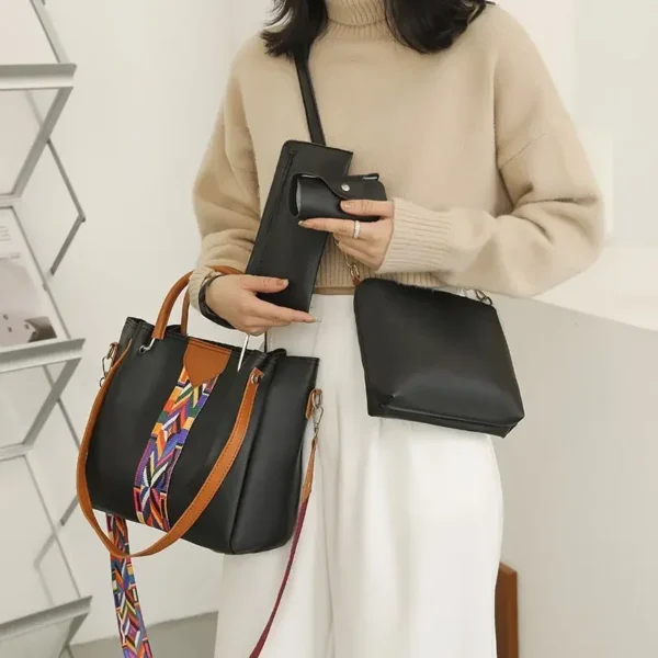 Luxury Handbag Large Capacity Tote Bag 4 Pcs Women's Bag Fashion Shoulder Bag Wallet Card Case - Image 2