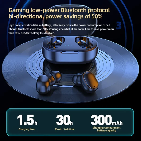 A6S TWS Bluetooth Earphones Wireless Headphones Noise Reduction HiFi Stereo Earbuds Touch Control Headset for Xiaomi iPhone - Image 3