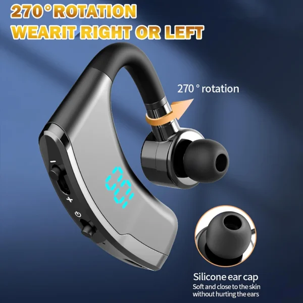New V9 Business Earphone 5.2 Bluetooth Wireless Headphones Ear Hook Hi-Fi Stereo Headset Hands Free Sports Earbuds with Mic - Image 3