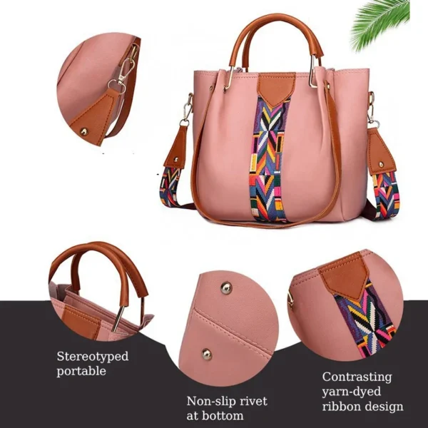 Luxury Handbag Large Capacity Tote Bag 4 Pcs Women's Bag Fashion Shoulder Bag Wallet Card Case - Image 4