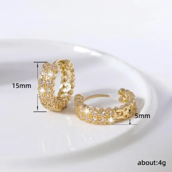 Fashionable And Elegant Shining Zircon Golden Hoop Earrings For Women's Classic Retro Banquet Decoration Exquisite Festival Gift - Image 6