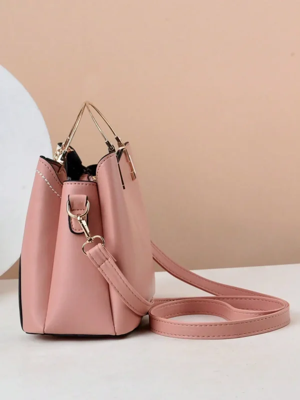 Fashion splicing color blocking large capacity women's handbag, casual versatile crossbody bag - Image 4