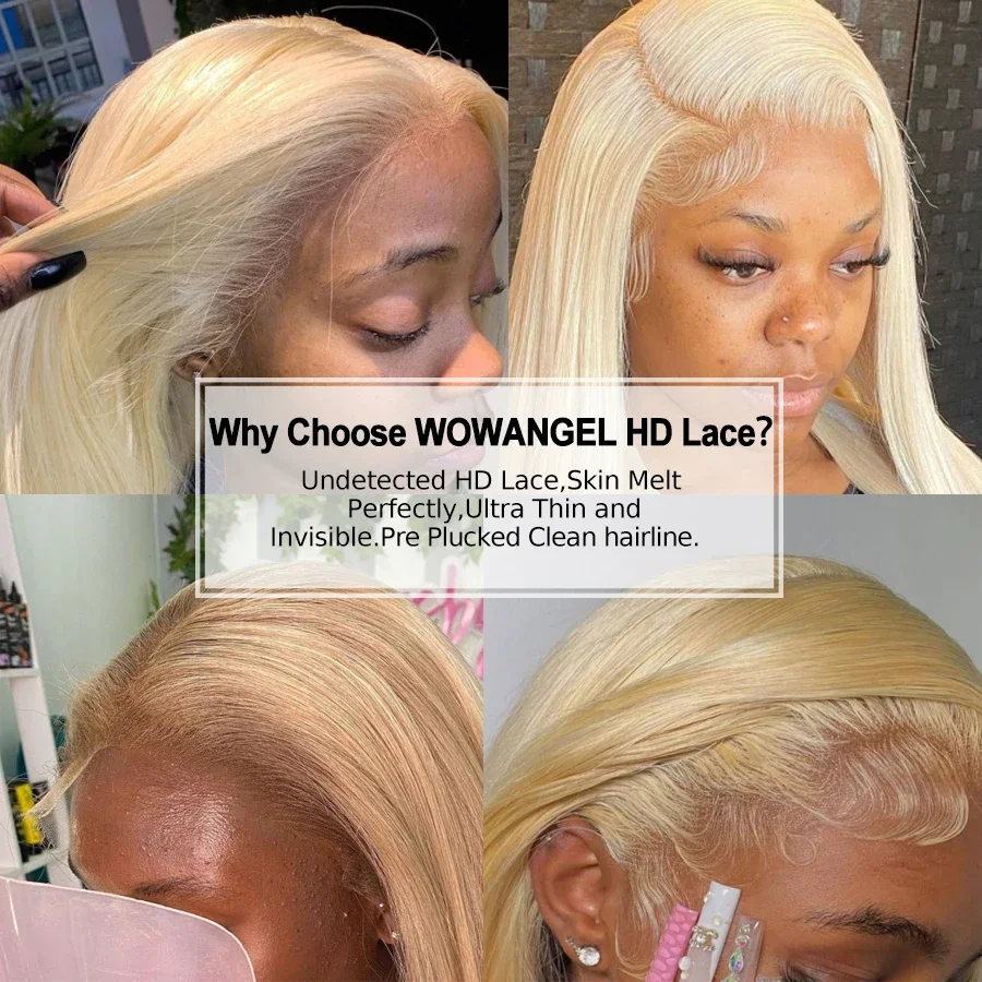 Wow Angel 613 Blonde 13X6 HD Lace Full Frontal Wigs Straight Human Hair Wigs Pre Plucked Deep Parting Brazilian Hair For Women - Image 5