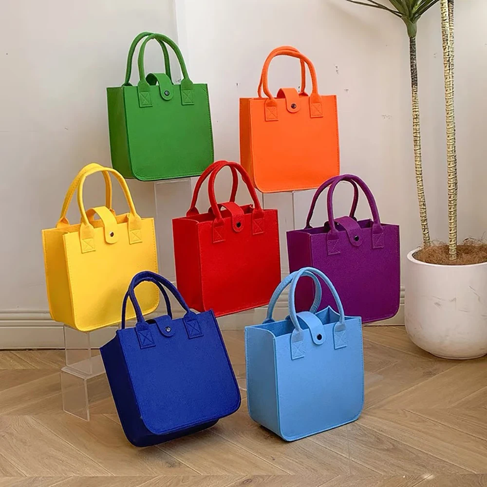 Women Bag Felt Cloth Handbag Female Large Capacity Totes Bag Portable Ladies Solid Color Travel Shopping Bags Purses Gift Bag - Image 2
