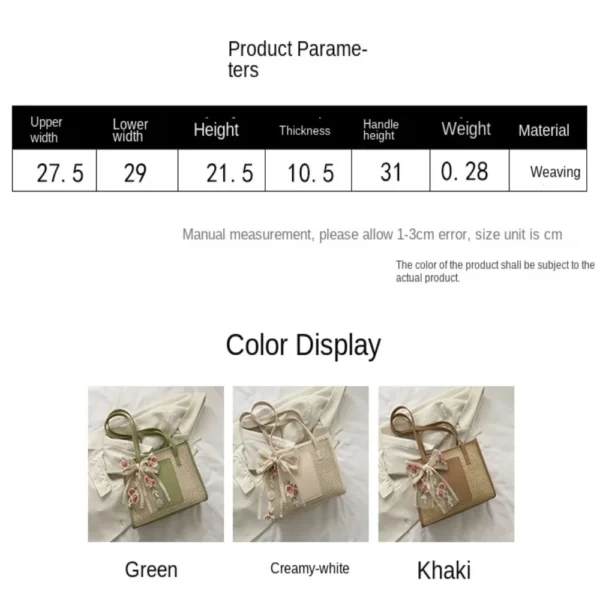 New Straw Vine Tote Bag Shoulder Handheld Travel Basket Women Beach Bag Handwoven Bag Straw Woven Bag Women's - Image 6