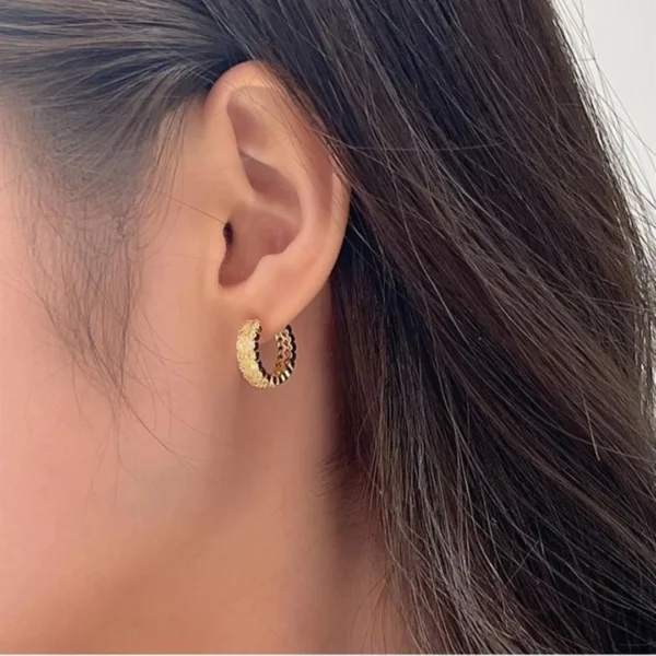 Fashionable And Elegant Shining Zircon Golden Hoop Earrings For Women's Classic Retro Banquet Decoration Exquisite Festival Gift - Image 5