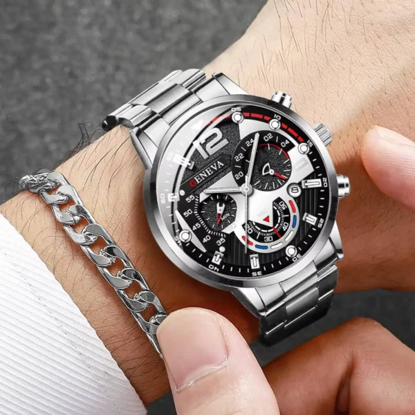 2PCS Fashion Men Business Watche Bracelet Set Luxury Male's Analog Quartz Wristwatch Reloj Hombre（Without Box） - Image 4