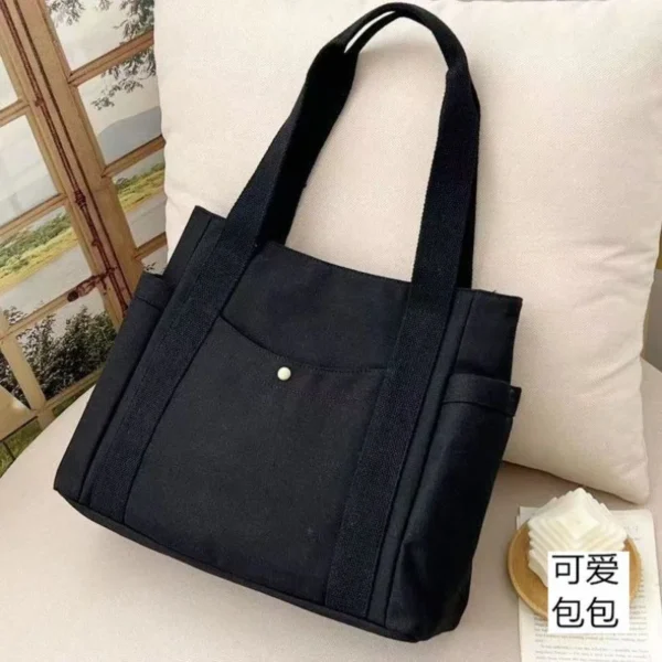 Large Capacity Canvas Solid Letter Tote Bag Versatile Handbag for Commuter Work Student Class Underarm Women's Bag shopping bag - Image 2