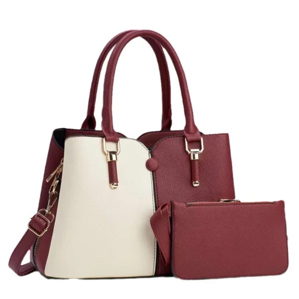 New Fashion Color Block Women's Handbag Set Large Capacity Multi-Layer Shoulder Crossbody Bag Ladies Clutch Bag PU Leather - Image 4