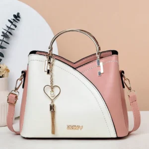 Fashion splicing color blocking large capacity women's handbag, casual versatile crossbody bag