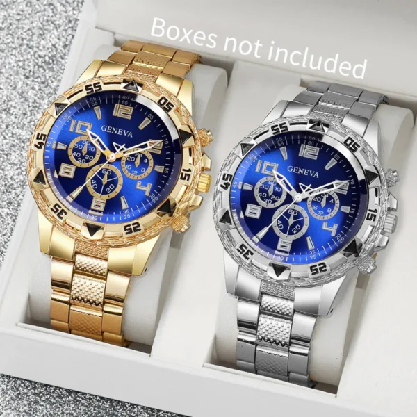 2PCS/Set Men Business Watches Fashion Large Dial Mens Quartz Watch Relogio Masculino（Without Box） - Image 2
