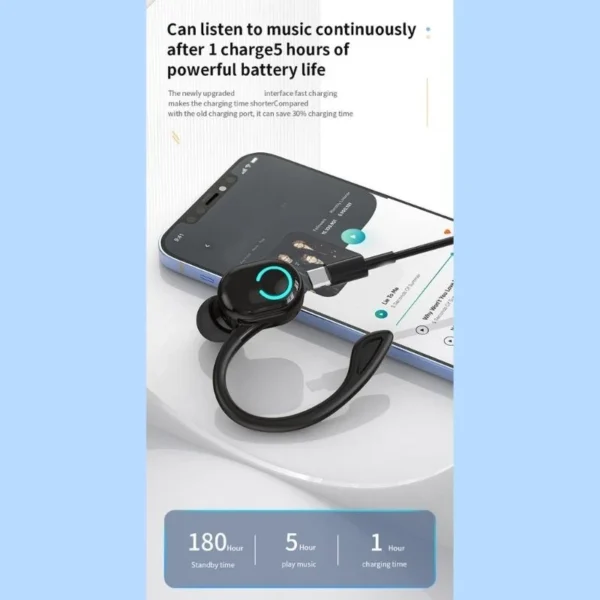 Bluetooth 5.2 Business Wireless Headphone Ear-Hook Mini HIFI Bass Noise Cancelling Earphone With Mic Earbuds Sport Game Headset - Image 5
