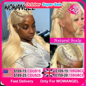 Wow Angel 250% #613 HD Lace Front Wigs 13x6 Blonde Body Wave Wig 13x4 HD Lace Frontal Human Hair Wigs Melt skins Natural Scalp